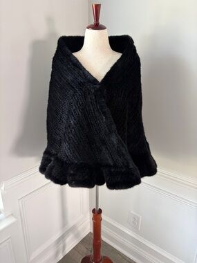 Genuine Mink Fur Cape Shawl